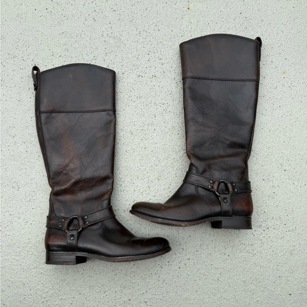 Frye Women's Knee High Dark Brown Riding Boots - Picture 4 of 13
